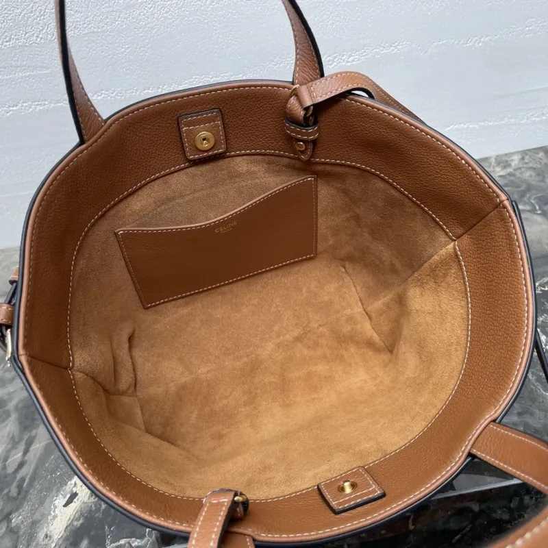 Celine Brown Small Leather Crossbody Tote Bag - Image 9