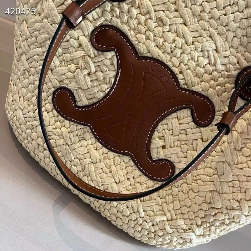 Celine 420475 Straw Tote Bag Beige Brown - Image 3