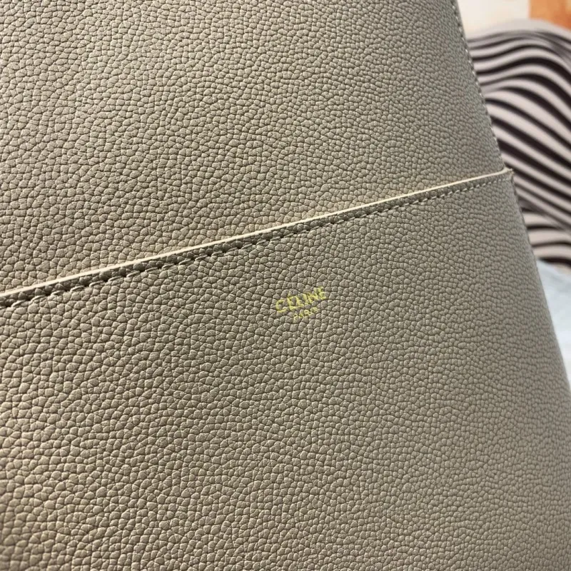 Celine Beige Leather Bucket Bag - Image 4