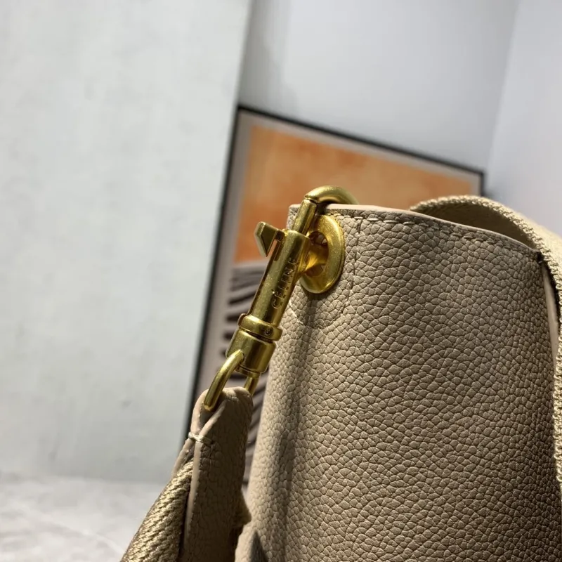 Celine Beige Leather Bucket Bag - Image 5