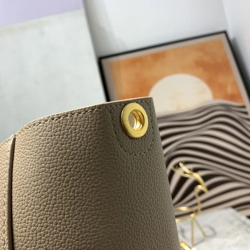Celine Beige Leather Bucket Bag - Image 6