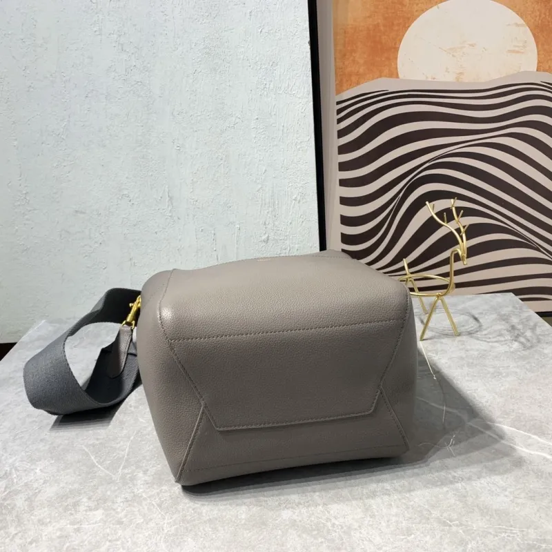 Celine Gray Leather Bucket Bag - Image 7