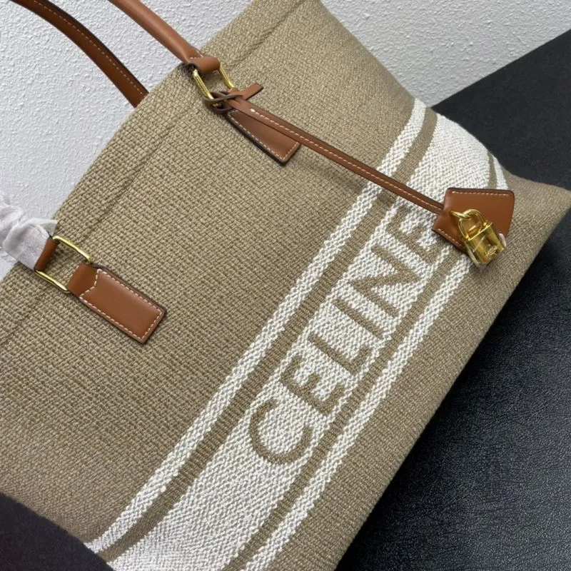 Celine Beige Striped Canvas Tote Bag Model 1168 - Image 4