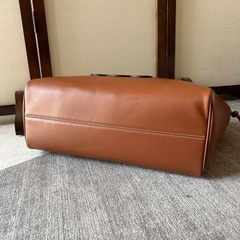 Celine Large Brown Leather Tote Bag - Image 4