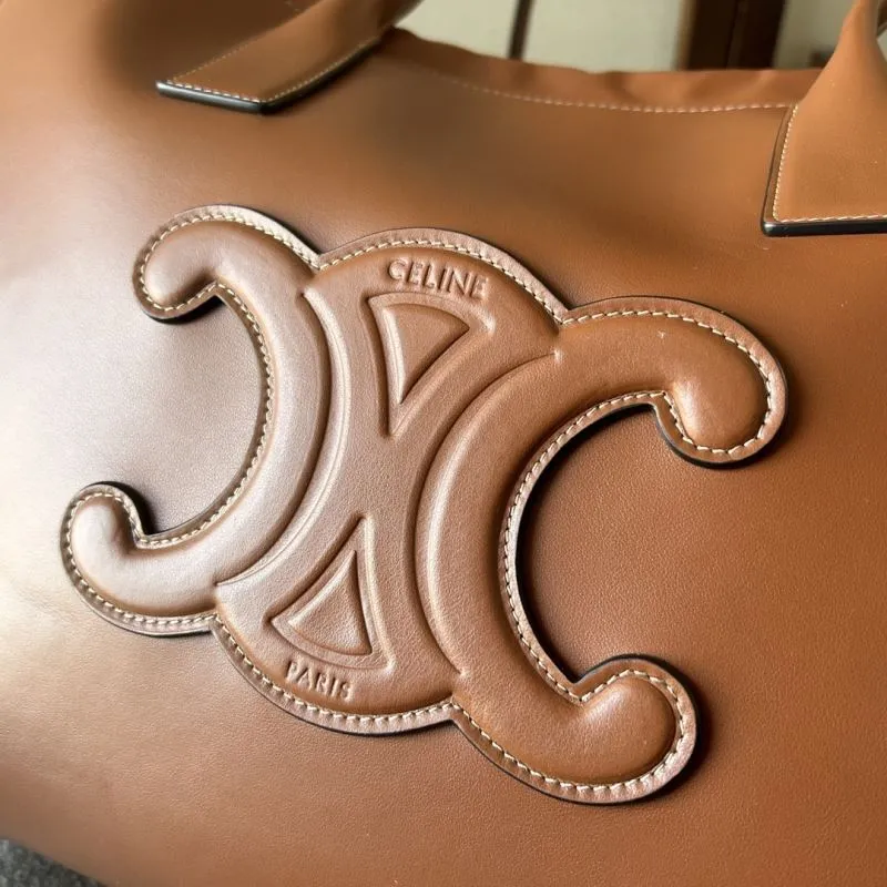 Celine Large Brown Leather Tote Bag - Image 5