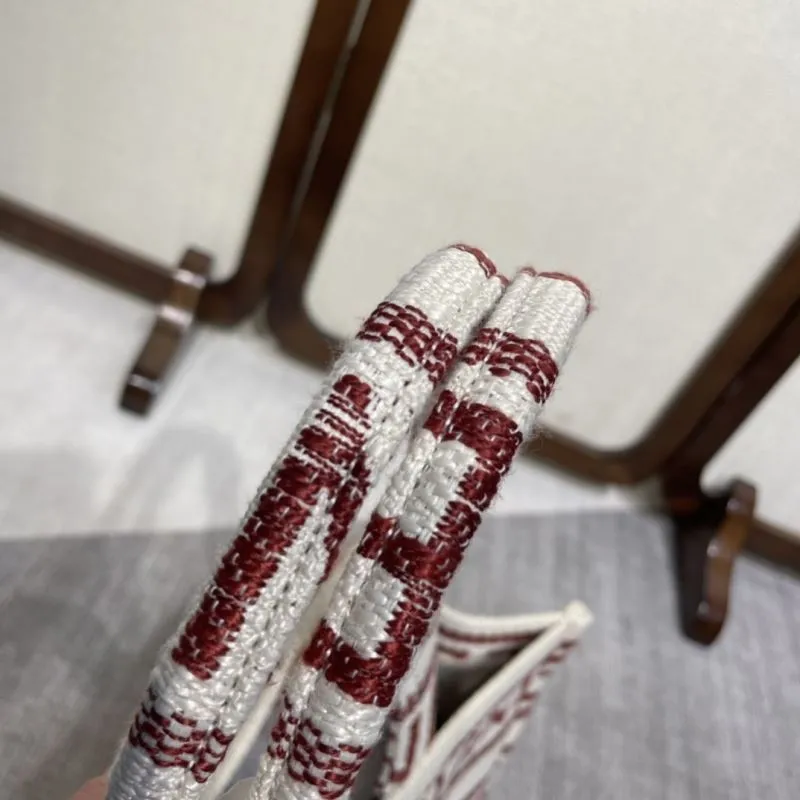Celine Beige Burgundy Canvas Tote Bag - Image 6