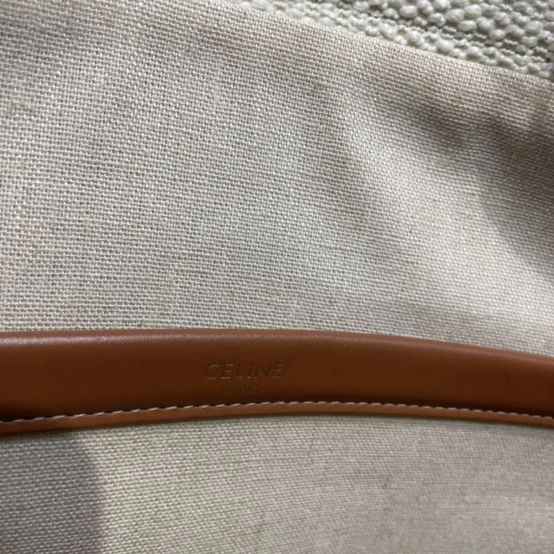 Celine White Green Striped Canvas Tote Bag - Image 8