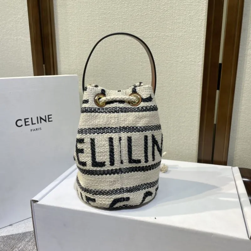 Celine Off White Canvas Bucket Bag - Image 4