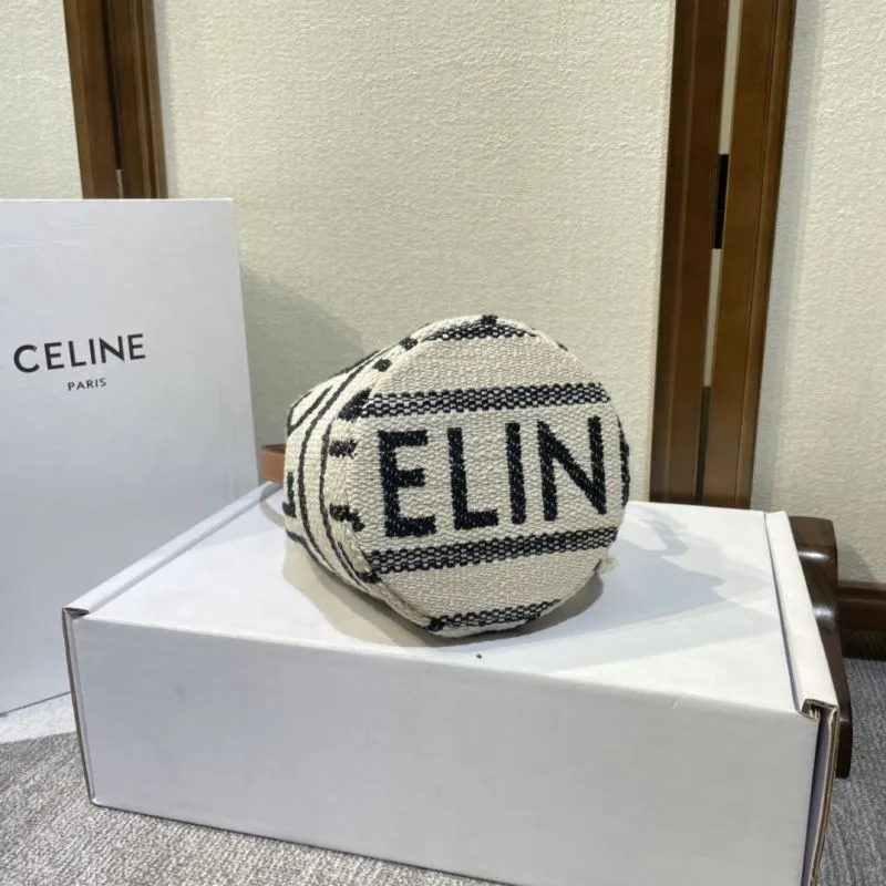 Celine Off White Canvas Bucket Bag - Image 5