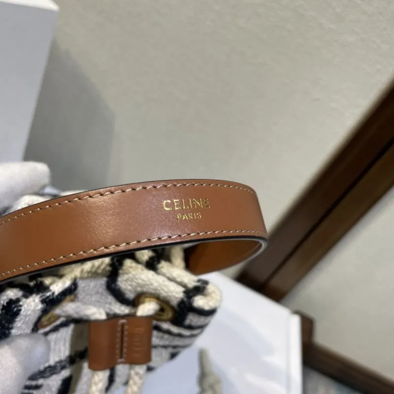 Celine Off White Canvas Bucket Bag - Image 6