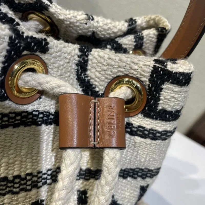 Celine Off White Canvas Bucket Bag - Image 7