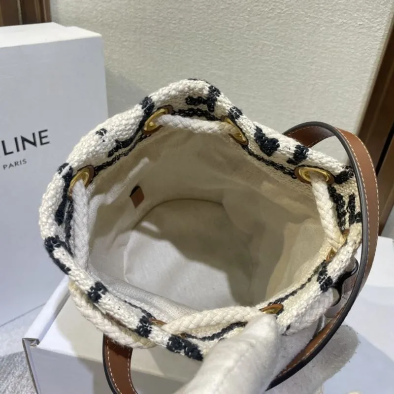 Celine Off White Canvas Bucket Bag - Image 8