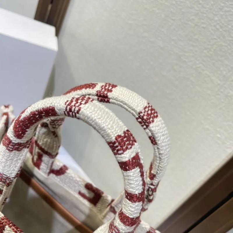 Celine Beige Red Logo Tote Bag - Image 6
