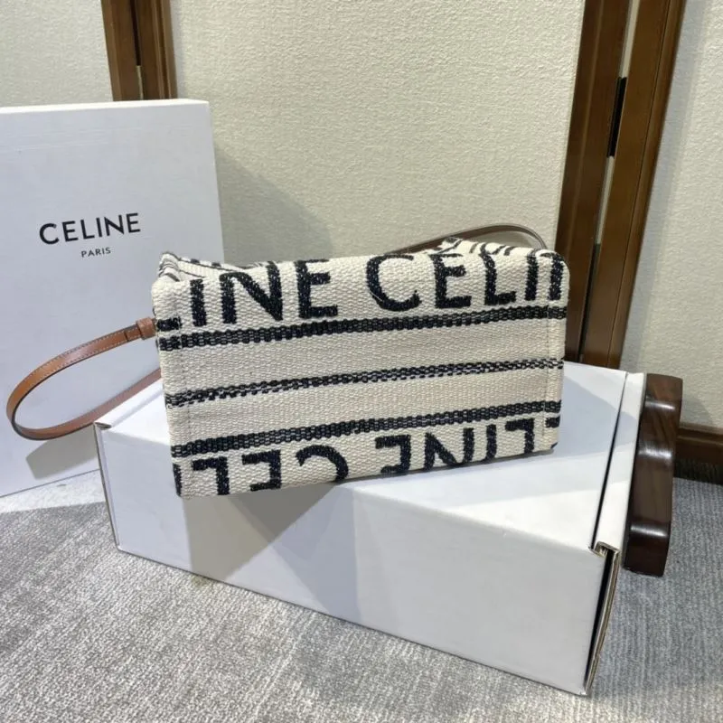 Celine Canvas Shopping Tote Bag Cream Black - Image 5