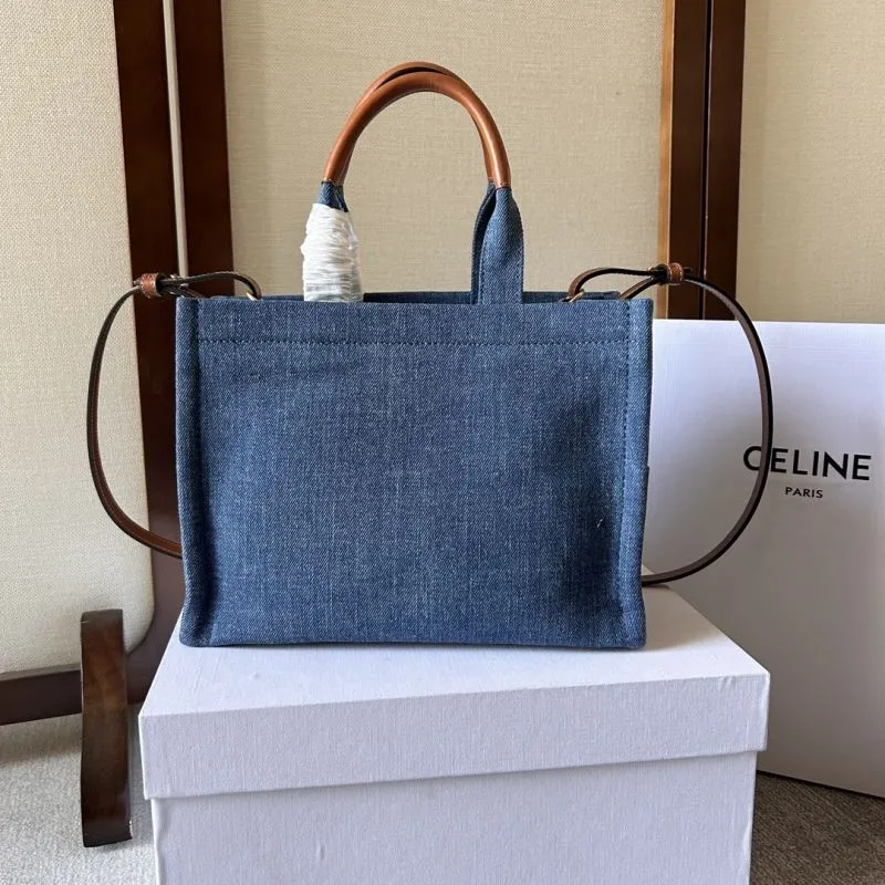 Celine Paris Denim Tote Bag 51 with Shoulder Strap - Image 3