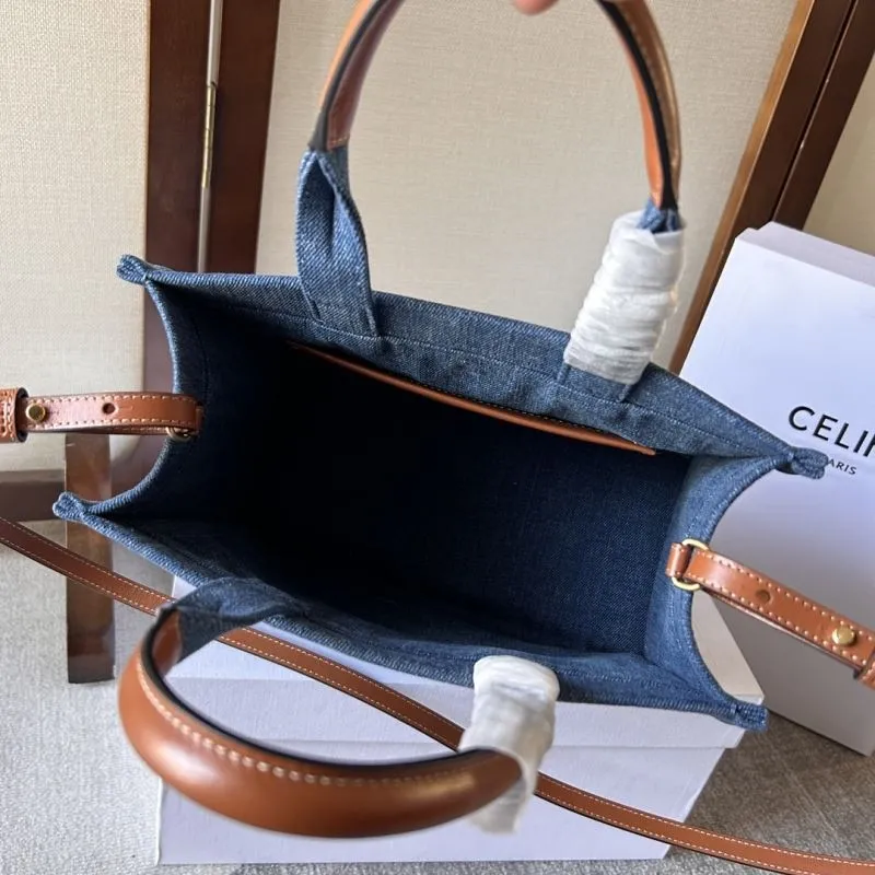 Celine Paris Denim Tote Bag 51 with Shoulder Strap - Image 7