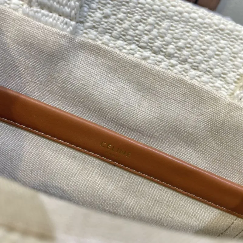 Celine White Green Striped Canvas Tote Bag - Image 8