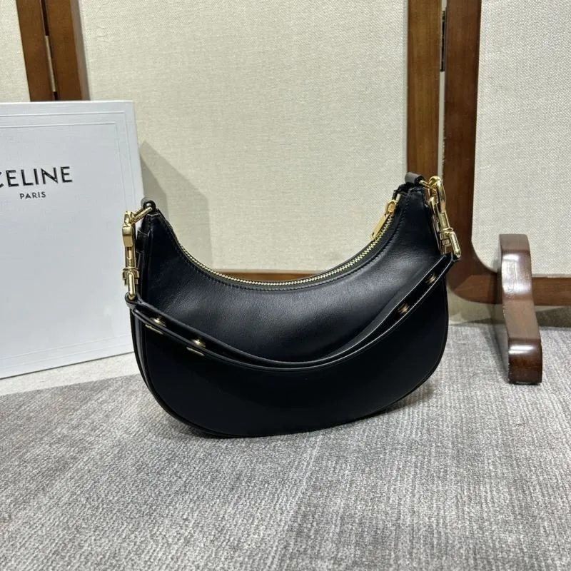 Celine Black Leather Hobo Bag - Image 3