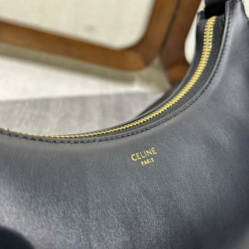 Celine Black Leather Hobo Bag - Image 5