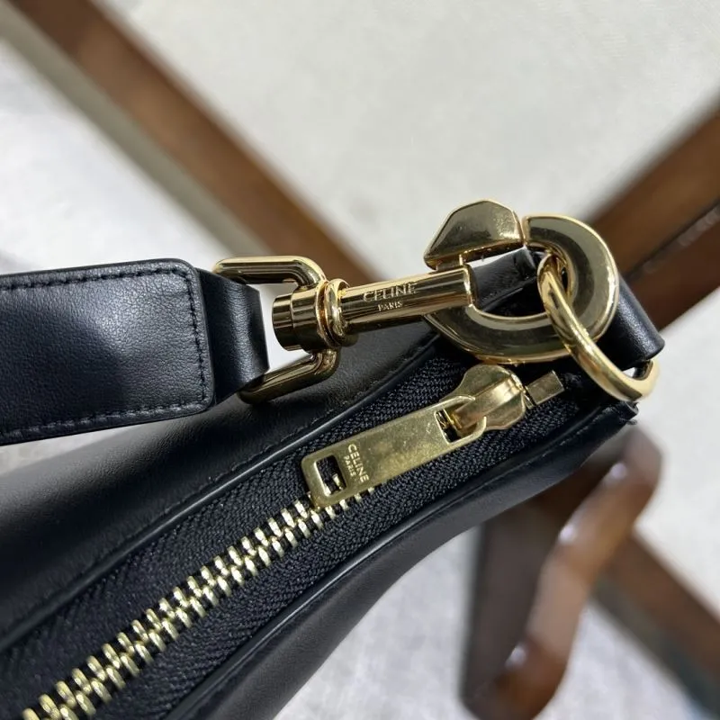 Celine Black Leather Hobo Bag - Image 6