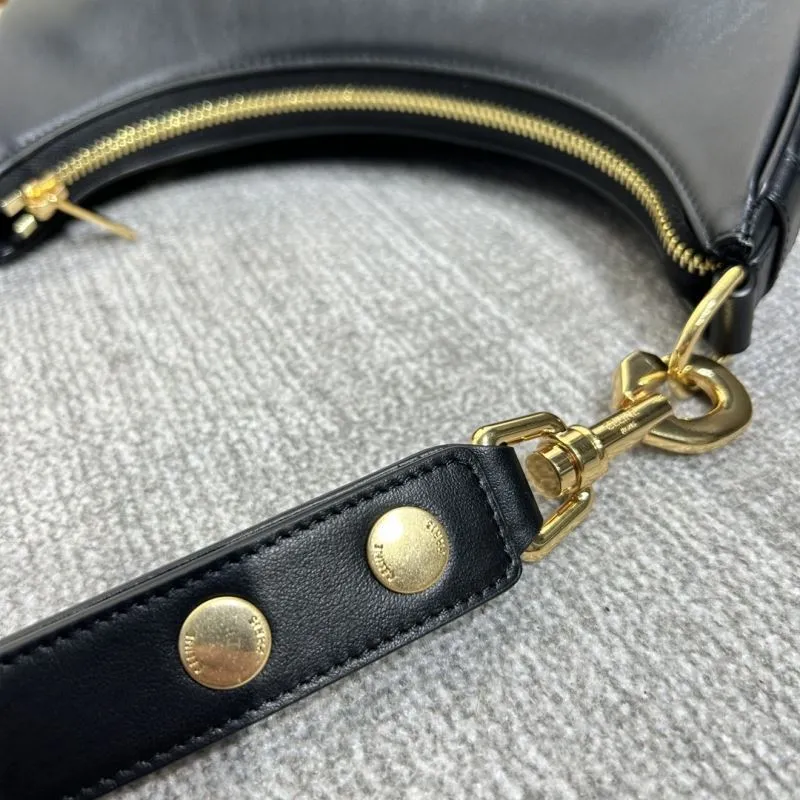 Celine Black Leather Hobo Bag - Image 7