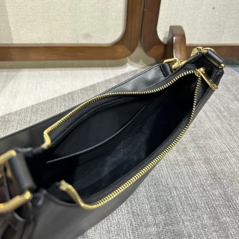 Celine Black Leather Hobo Bag - Image 8