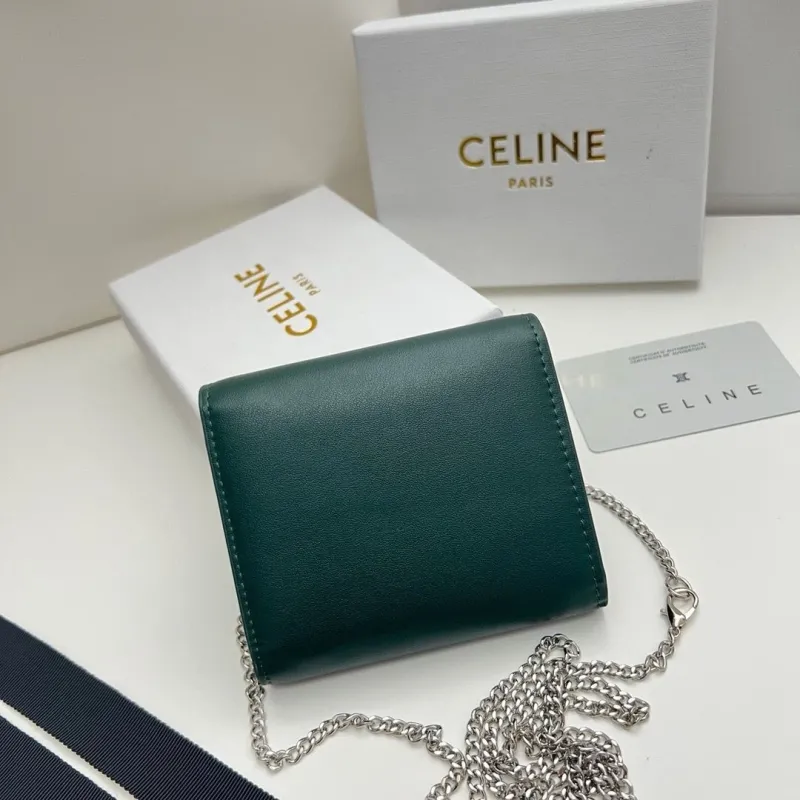 Celine Dark Green Chain Wallet 28 - Image 3