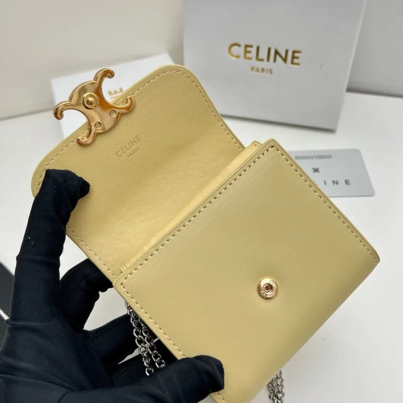 Celine Pale Yellow Chain Wallet - Image 5