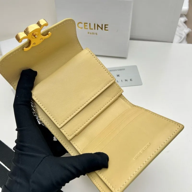 Celine Pale Yellow Chain Wallet - Image 6