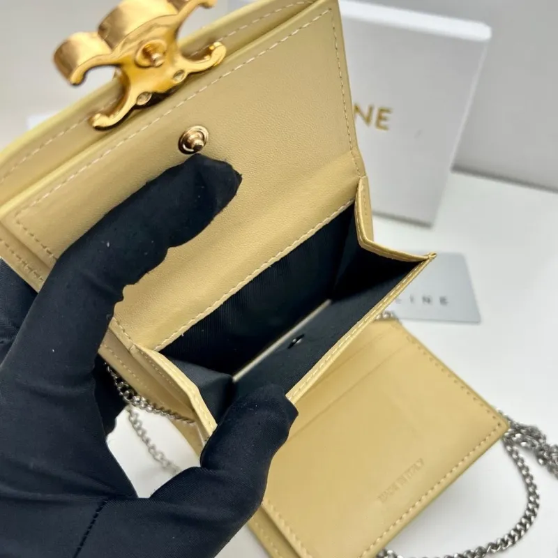 Celine Pale Yellow Chain Wallet - Image 7