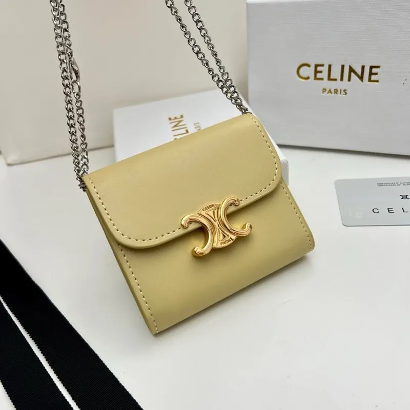 Celine Pale Yellow Chain Wallet - Image 9