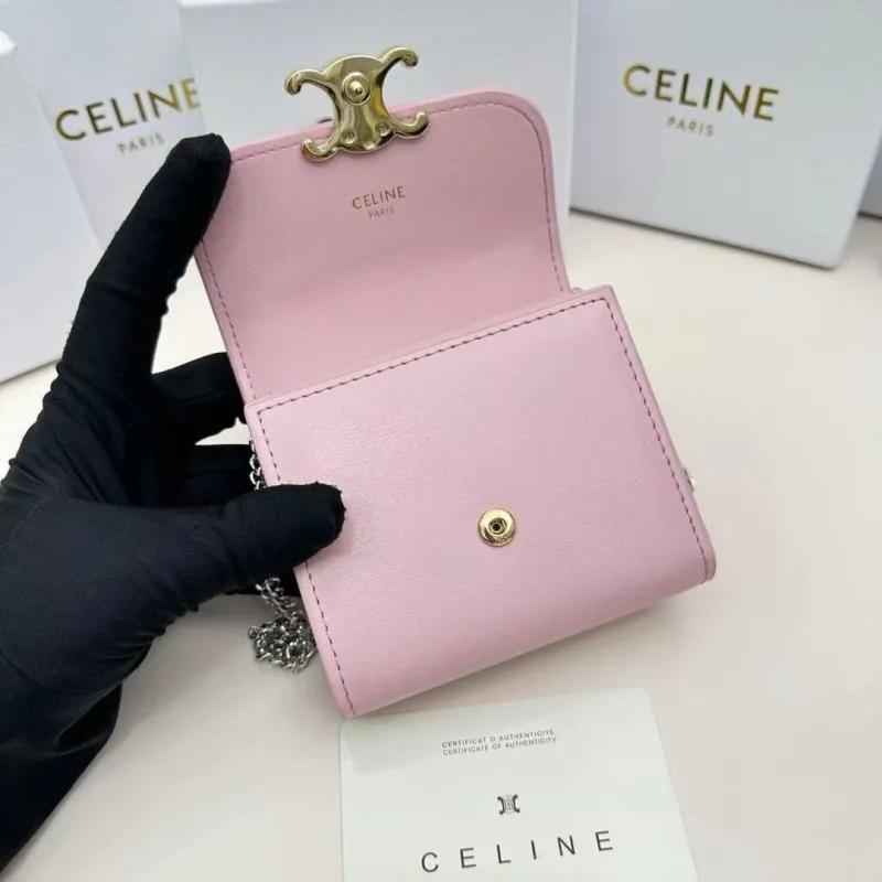 Celine Pink Chain Wallet - Image 6