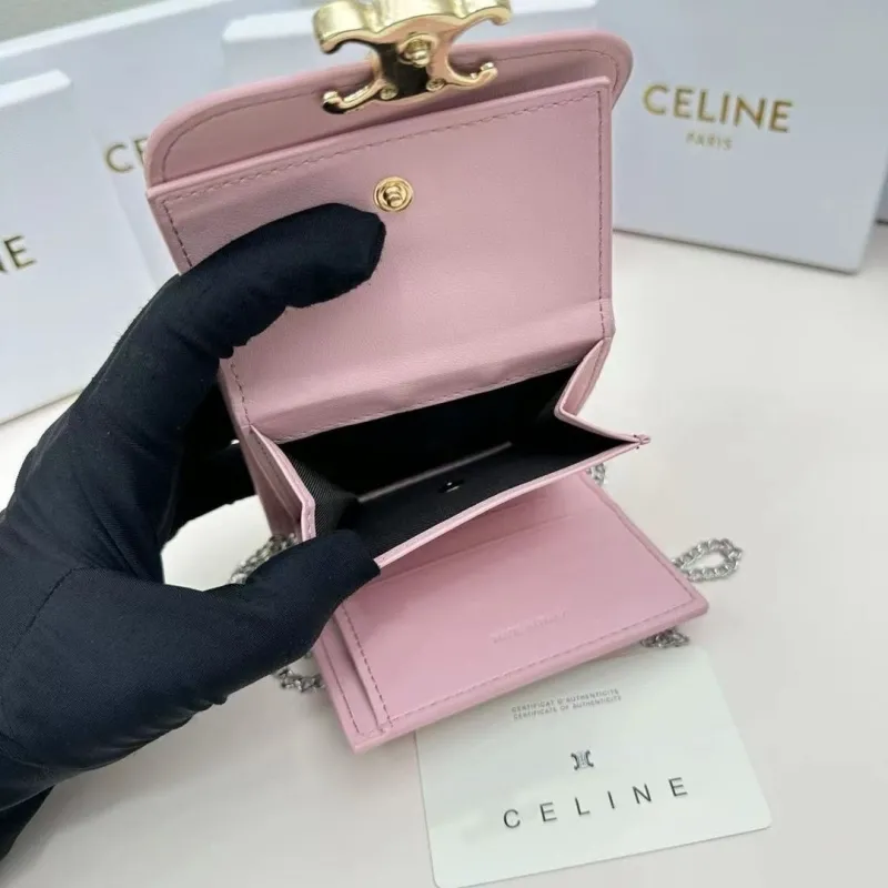 Celine Pink Chain Wallet - Image 7