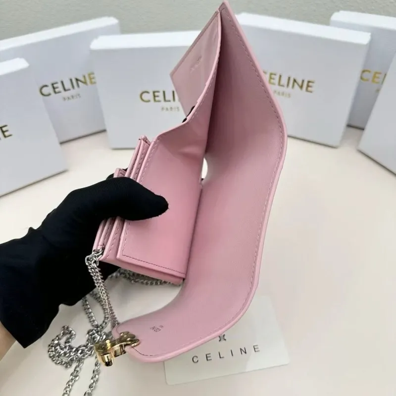 Celine Pink Chain Wallet - Image 9