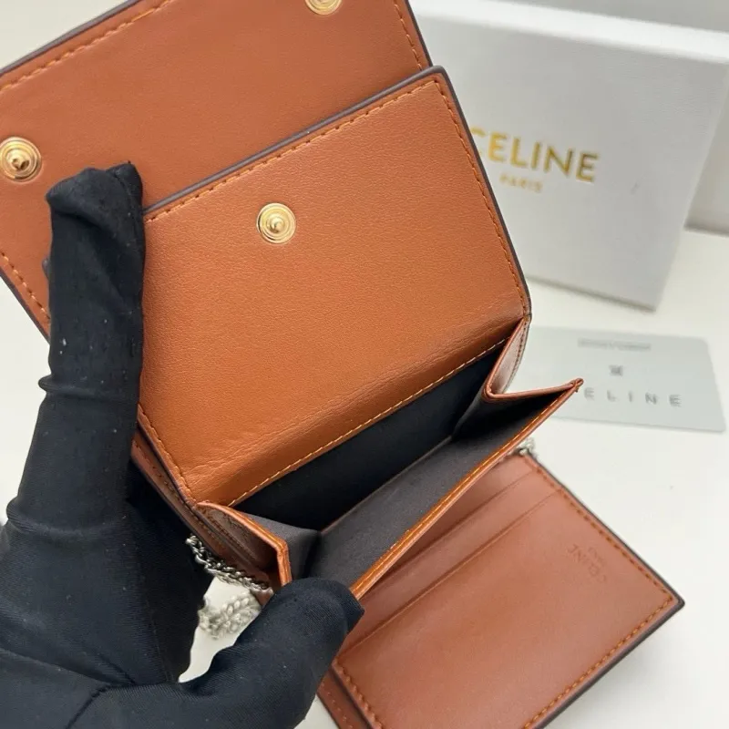 Celine Brown Monogram Chain Wallet 35 - Image 7
