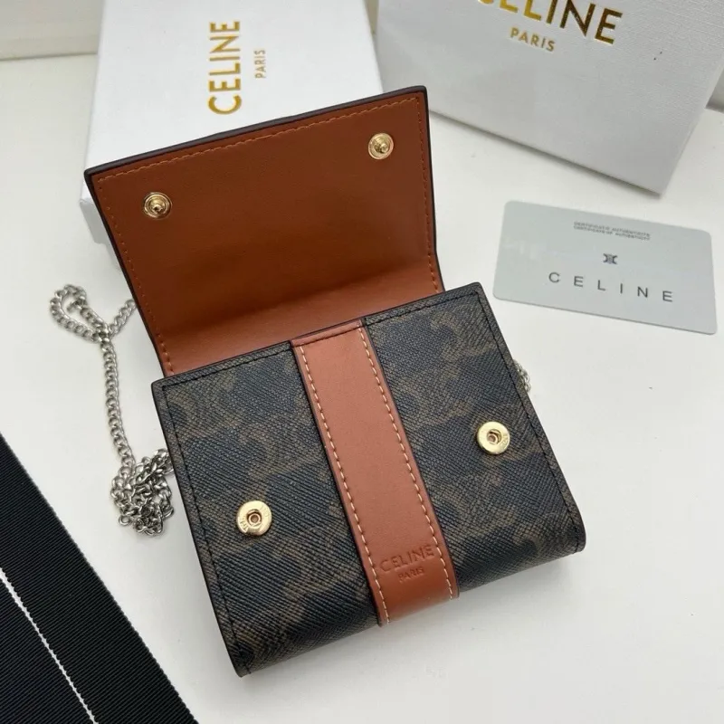 Celine Brown Monogram Chain Wallet 35 - Image 8