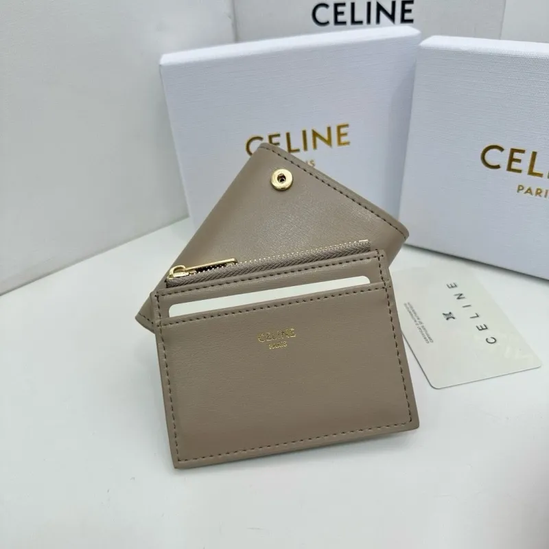 Celine Taupe Small Leather Wallet - Image 4