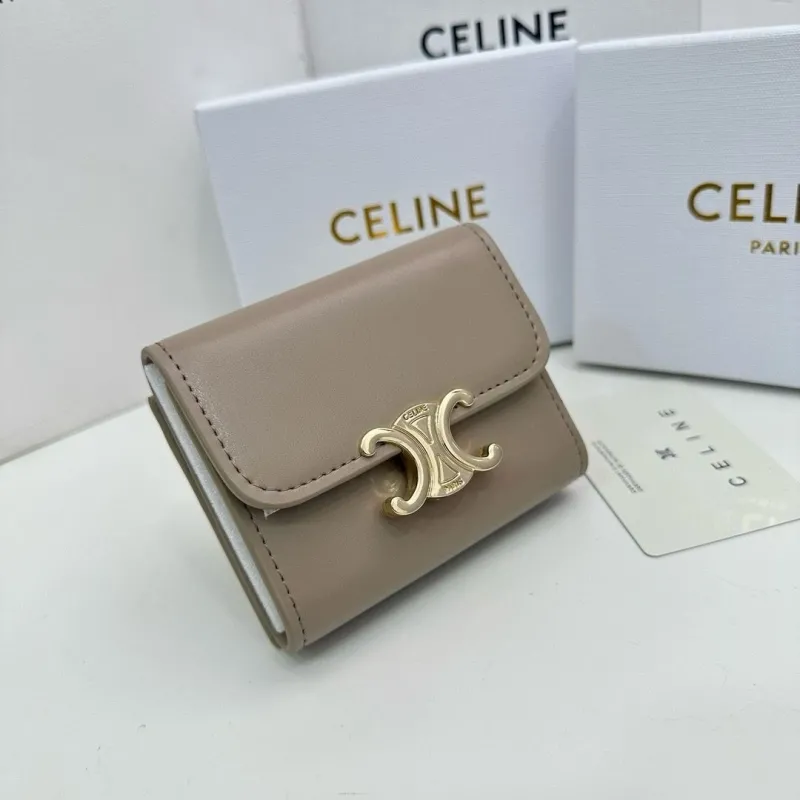 Celine Taupe Small Leather Wallet - Image 5