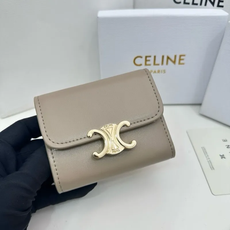Celine Taupe Small Leather Wallet - Image 6
