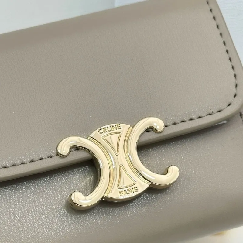 Celine Taupe Small Leather Wallet - Image 7