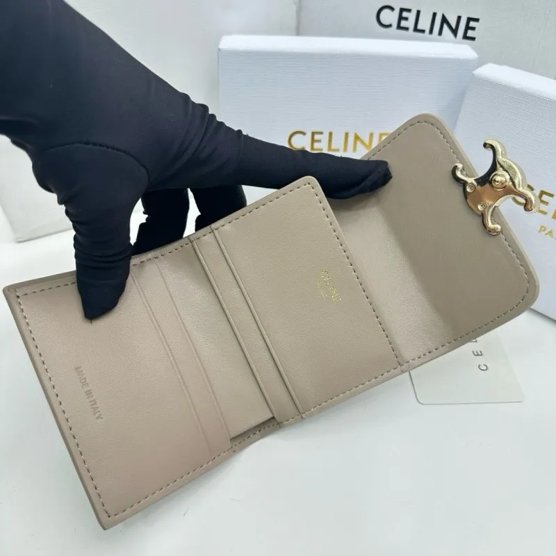 Celine Taupe Small Leather Wallet - Image 8