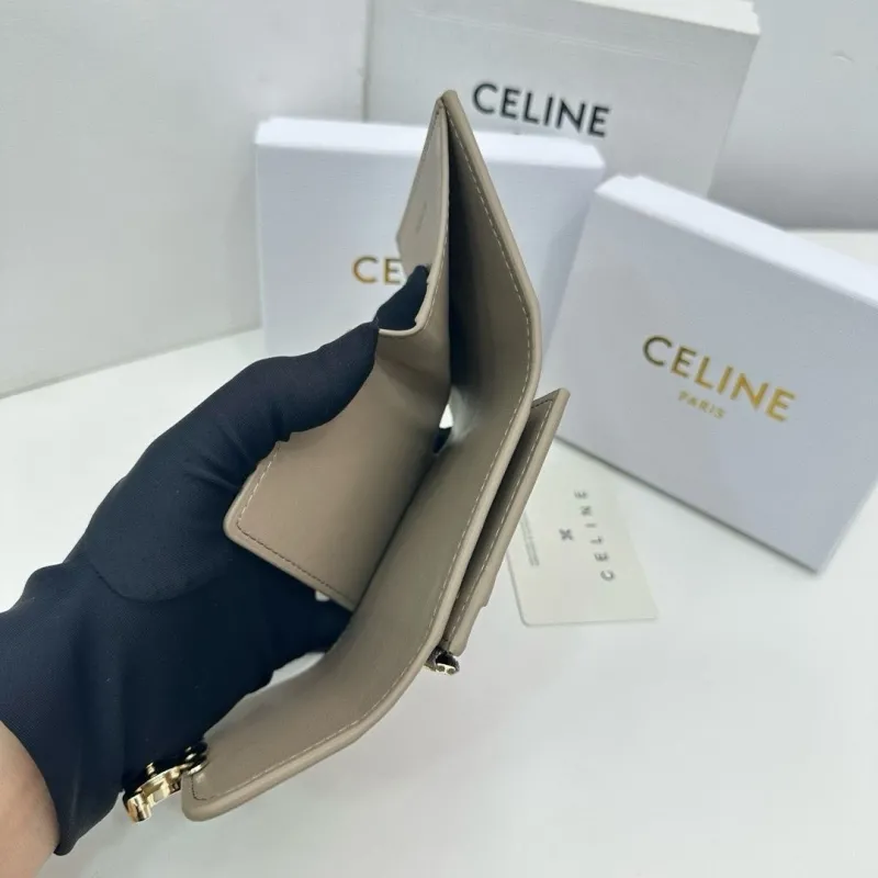 Celine Taupe Small Leather Wallet - Image 9