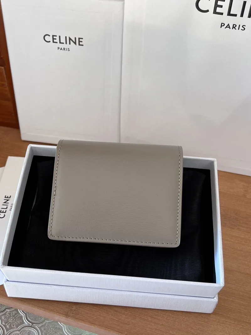 Celine Gray Leather Compact Wallet 51 - Image 4