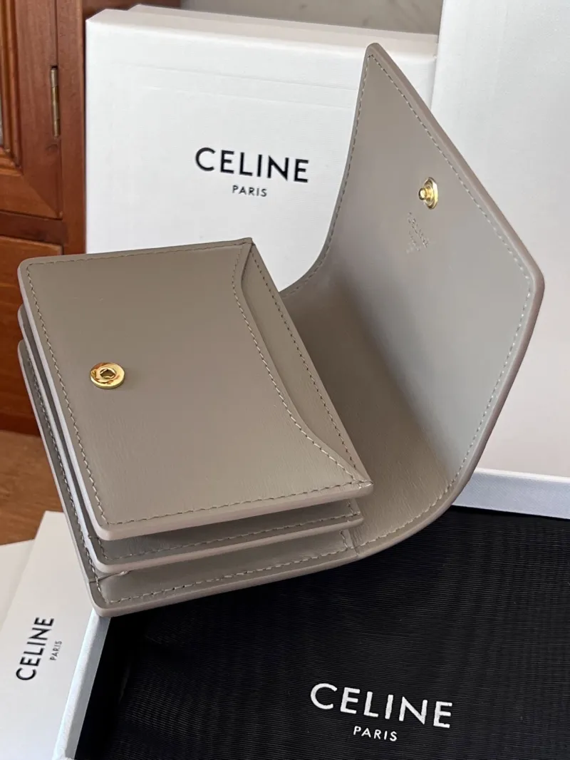 Celine Gray Leather Compact Wallet 51 - Image 6