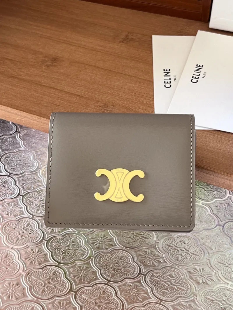 Celine Gray Leather Compact Wallet 51 - Image 8