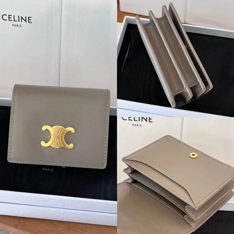 Celine Gray Leather Compact Wallet 51 - Image 9