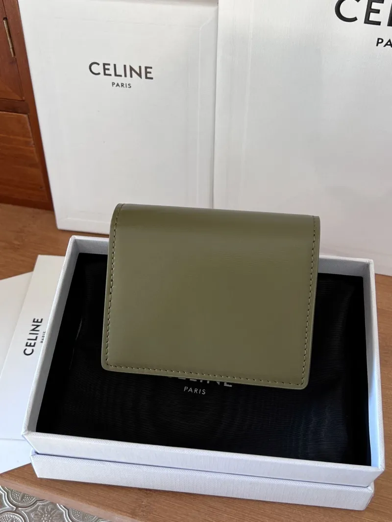 Celine Olive Green Small Leather Wallet 52 - Image 3