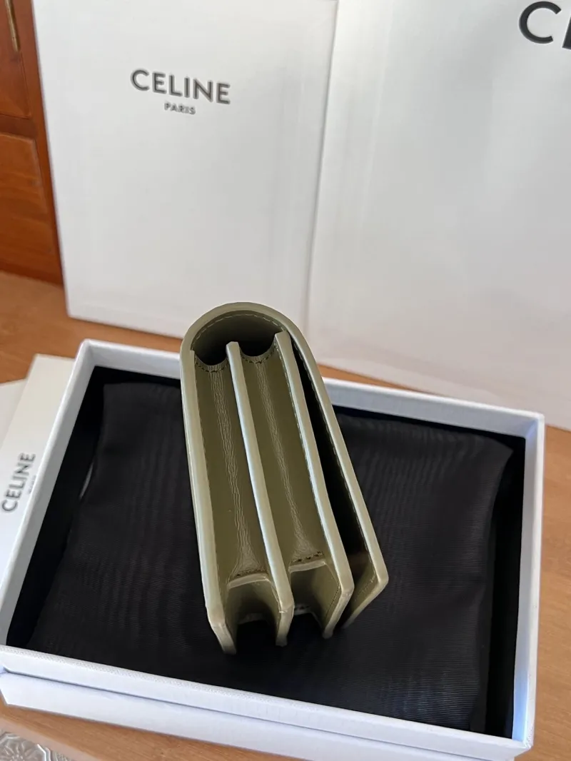 Celine Olive Green Small Leather Wallet 52 - Image 4