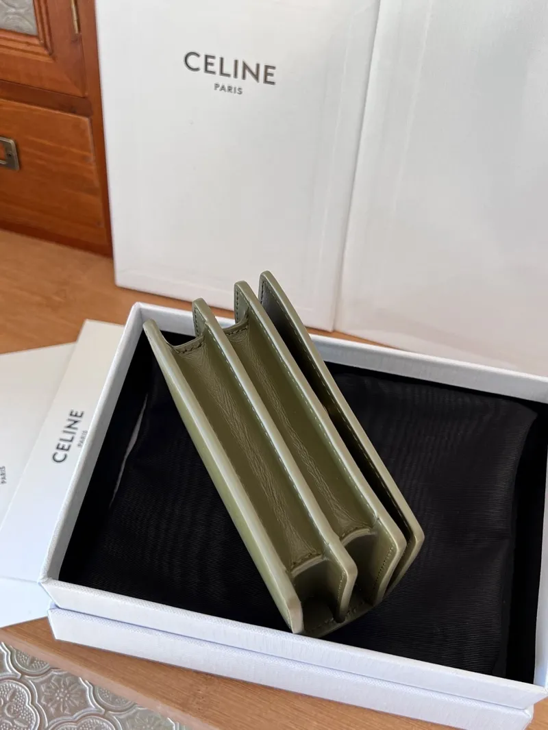 Celine Olive Green Small Leather Wallet 52 - Image 5