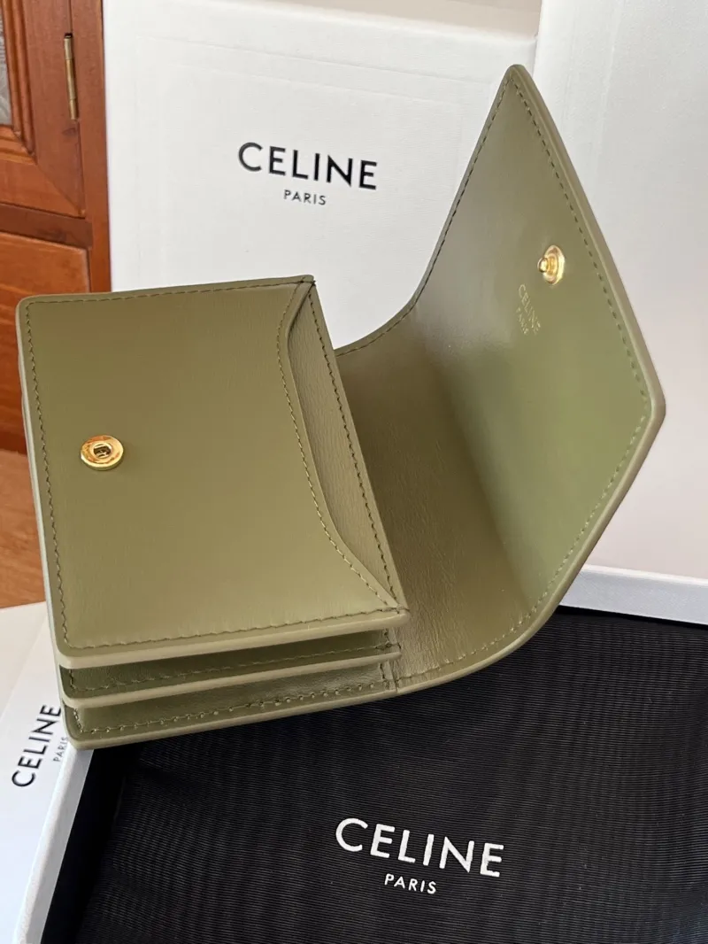 Celine Olive Green Small Leather Wallet 52 - Image 6